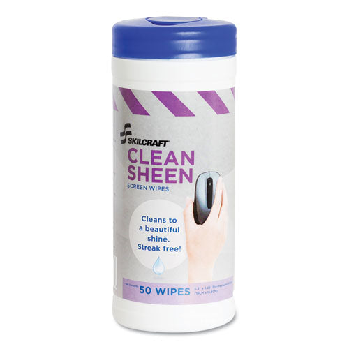 AbilityOne 7930014541138, SKILCRAFT Computer Screen (CRT) Wet Wipes, 5 x 7, White, 50 Wipe/Dispenser, 12/Box