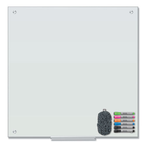 U Brands Magnetic Glass Dry Erase Board Value Pack, 36" x 36" (Actual Size: 35" x 35"), Frosted White Surface