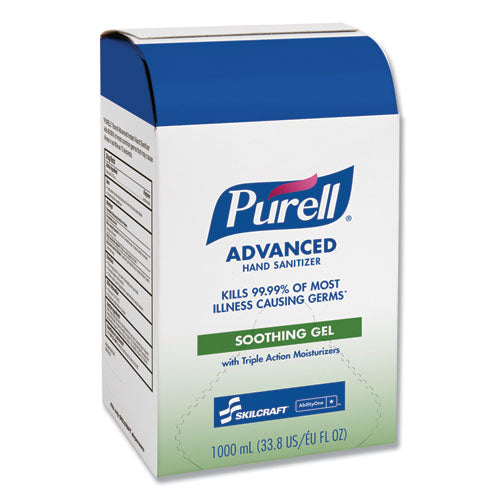 AbilityOne 8520015223888, SKILCRAFT PURELL Gel Hand Sanitizer with Aloe, 1,000 mL Pouch, Unscented, 8/Carton