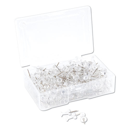 U Brands Standard Push Pins, Plastic, Clear, Clear Head/Silver Pin, 0.44", 200/Pack