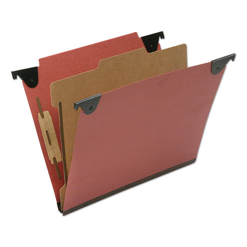 AbilityOne 7530016815829, SKILCRAFT Classification Folder, Straight Tab, Expands 2", 1 Divider, 3 Fasteners, Letter Size, Red, 10/Box