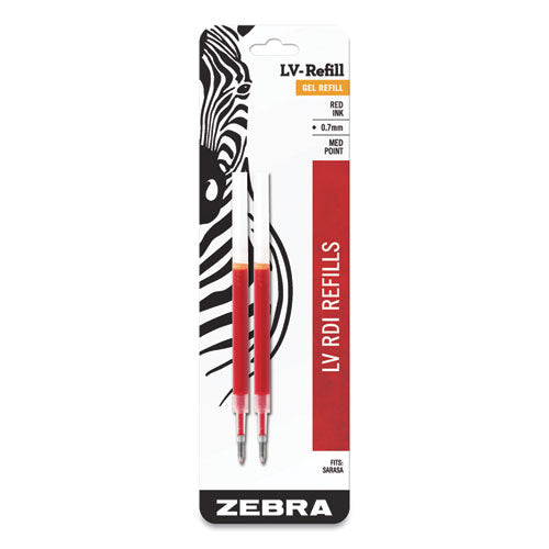 Zebra JF Refill for Jimnie, Sarasa, ecoSarasa, Orbitz, Z-Grip and GR8 Gel Roller Ball Pens, Medium Conical Tip, Red Ink, 2/Pack