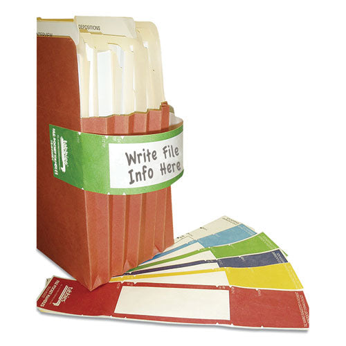 Tabbies File Pocket Handles, 9.63 x 2, Green/White, 4/Sheet, 12 Sheets/Pack