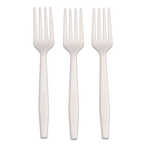 AmerCareRoyal CPLA Cutlery, Heavyweight Fork, Plastic, White, 1,000/Carton