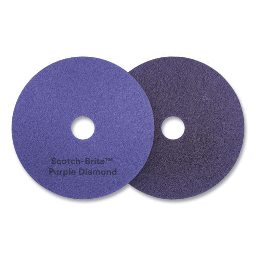 Scotch-Brite Diamond Floor Pads, 14" Diameter, Purple, 5/Carton