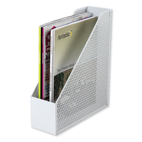 Artistic Urban Collection Punched Metal Magazine File, 3.5 x 10 x 11.5, White