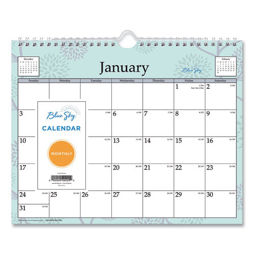 Blue Sky Rue Du Flore Wall Calendar, Floral Artwork, 11 x 8.75, White/Jade/Lavender Sheets, 12-Month (Jan to Dec): 2026