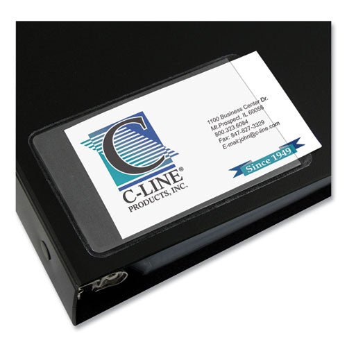 C-Line Self-Adhesive Business Card Holders, Side Load, 2 x 3.5, Clear, 10/Pack