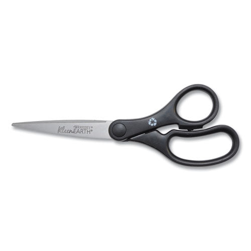 Westcott KleenEarth Basic Plastic Handle Scissors, 7" Long, 2.8" Cut Length, Straight Black Handle