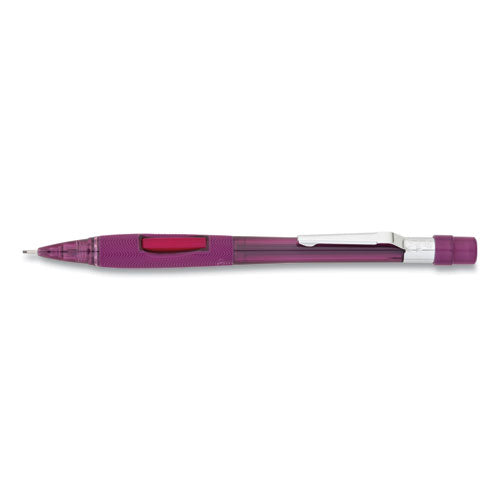 Pentel Quicker Clicker Mechanical Pencil, 0.9 mm, HB (#2), Black Lead, Transparent Burgundy Barrel