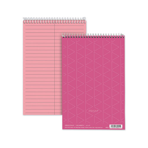 TOPS Prism Steno Pads, Pink Cover, Gregg Rule, (80) Pink 6 x 9 Sheets, 4/Pack