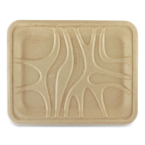 World Centric Laminated Fiber Meat and Produce Trays, PLA Lined, PFAS Free, 9.1 x 7.1 x 0.7, Natural, Paper, 500/Carton
