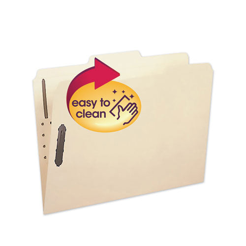 Smead Poly Top Tab Fastener Folders, 1/3-Cut Tab: Assorted, Expands 0.75", 2 Fasteners, Letter Size, Manila, 24/Box