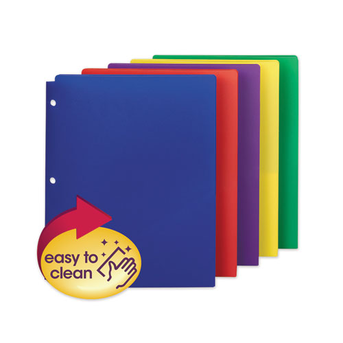 Smead Poly Snap-In Two-Pocket Folder, Side: 3-Hole Punched, Accommodates (50) 11 x 8.5 Sheets, Assorted Colors, 10/Pack