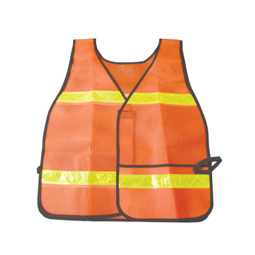 AbilityOne 8415013940216, SKILCRAFT Safety Reflective Vest, Vinyl Coated Mesh, One Size Fits Most, Orange/Yellow