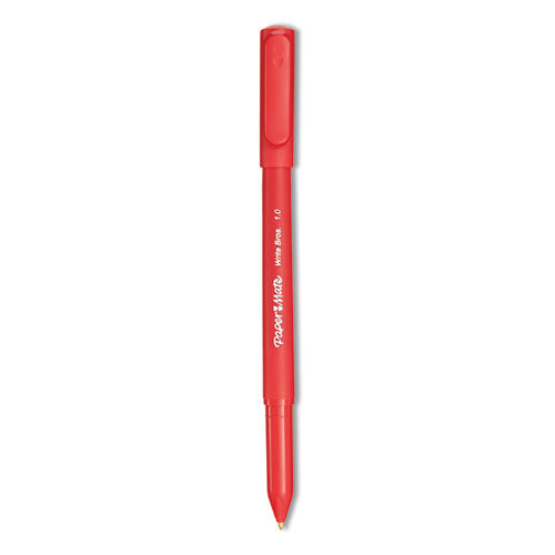 Paper Mate Write Bros. Ballpoint Pen, Stick, Medium 1 mm, Red Ink, Red Barrel, Dozen