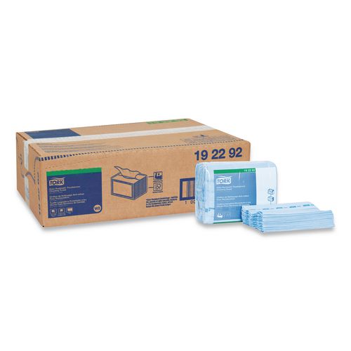 Tork Small Pack Foodservice Cloth, 1-Ply, 11.75 x 14.75, Unscented, Blue/Blue Stripe, 50/Poly Pack, 4 Packs/Carton