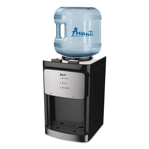 Avanti Counter Top Thermoelectric Hot and Cold Water Dispenser, 3 gal to 5 gal, 12 x 13 x 20, Black/Stainless Steel