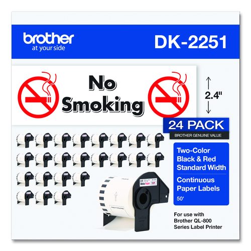 Brother Continuous Paper Label Tape, 2.44 x 50 ft, White, 24 Rolls/Pack