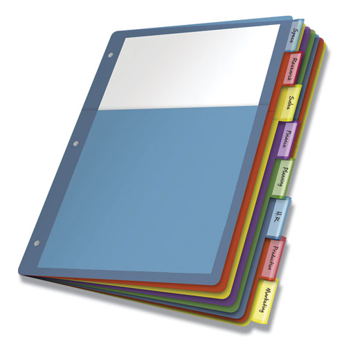 Cardinal Poly 1-Pocket Index Dividers, 8-Tab, 11 x 8.5, Assorted