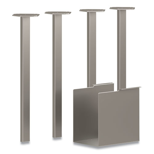 HON Coze Writing Desk Post Legs with U-Storage Compartment, 5.75" x 28", Silver, 4 Legs/Set