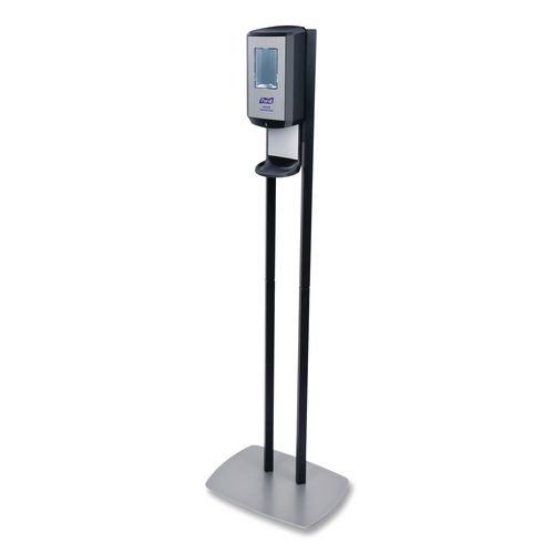PURELL CS6 Hand Sanitizer Floor Stand with Dispenser, 1,200 mL, 13.5 x 5 x 28.5, Graphite/Silver