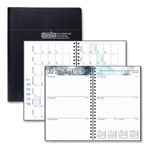 House of Doolittle Recycled Academic Weekly/Monthly Appointment Planner, 8 x 5, Black Cover, 13-Month: Aug 2025 to Aug 2026