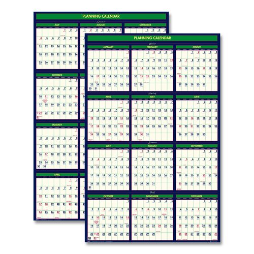 House of Doolittle Four Seasons Business/Academic Recycled Wall Calendar, 24 x 37, 12-Month (July-June): 2025-2026, 12-Month (Jan to Dec): 2026
