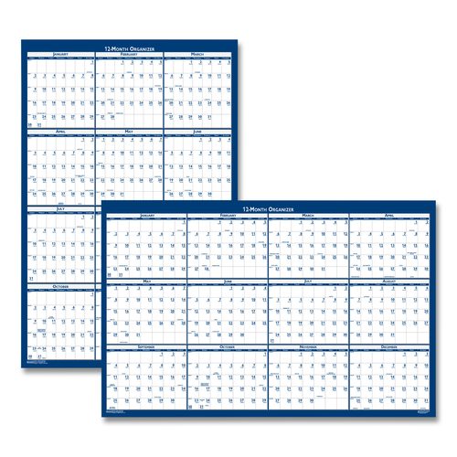 House of Doolittle Recycled Poster Style Reversible/Erasable Yearly Wall Calendar, 32 x 48, White/Blue/Gray Sheets, 12-Month (Jan to Dec): 2026