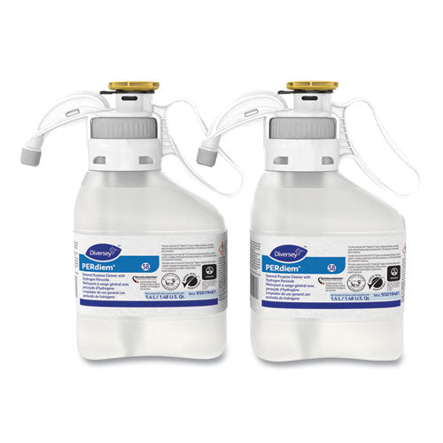 Diversey PERdiem Concentrated General Cleaner with Hydrogen Peroxide, Fragrance-Free, 1.4 L SmartDose, 2/Carton