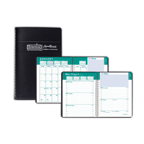 House of Doolittle Express Track Recycled Weekly Appointment Book/Monthly Planner, 8 x 5, Black Cover, 13-Month: Jan 2026 to Jan 2027