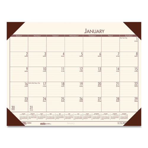 House of Doolittle EcoTones Recycled Monthly Desk Pad Calendar, 22 x 17, Moonlight Cream Sheets, Brown Corners, 12-Month (Jan to Dec): 2026
