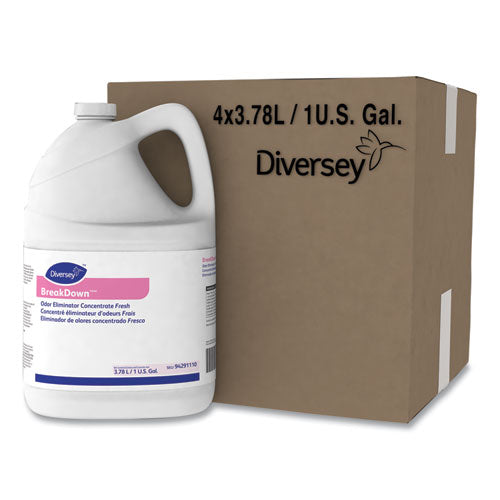 Diversey Breakdown Odor Eliminator, Cherry Almond, Liquid, 1 gal Bottle, 4/Carton