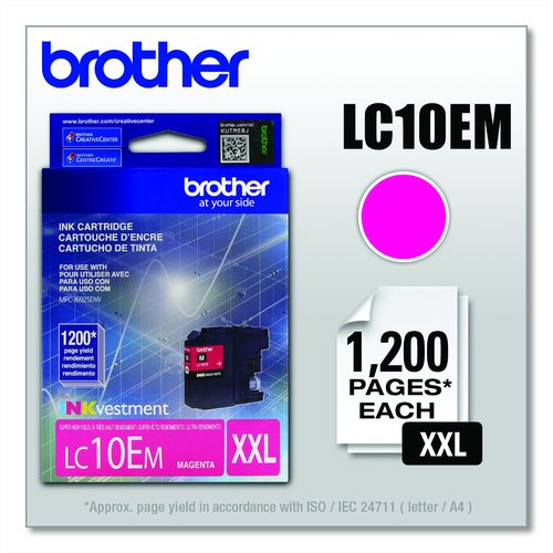 Brother LC10EM INKvestment Super High-Yield Ink, 1,200 Page-Yield, Magenta