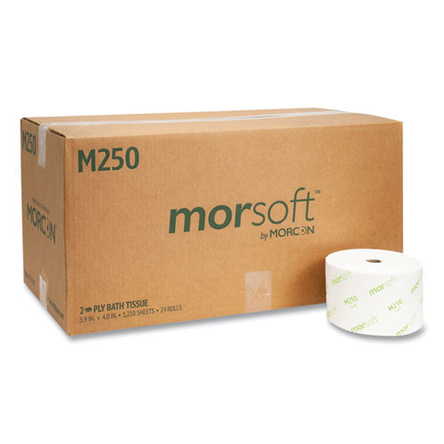 Morcon Tissue Small Core Bath Tissue, Septic Safe, 2-Ply, White, 1,250 Sheets/Roll, 24 Rolls/Carton