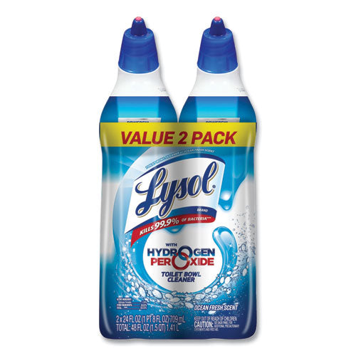 LYSOL Brand Toilet Bowl Cleaner with Oxi Action, Ocean Fresh Scent, 24 oz Angle-Neck Bottle, 2/Pack