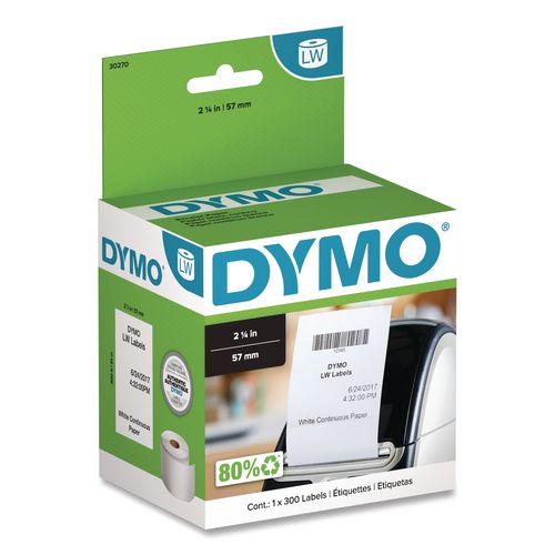 DYMO LabelWriter Continuous-Roll Receipt Paper, 2.25" x 300 ft, White