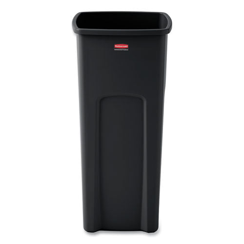 Rubbermaid Commercial Untouchable Square Waste Receptacle, 23 gal, Plastic, Black