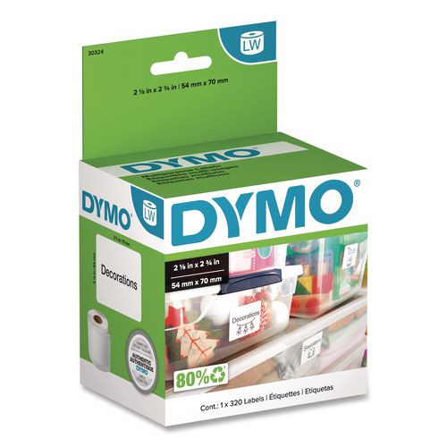 DYMO LW Multipurpose Labels, 2.75" x 2.12", White, 320 Labels/Roll