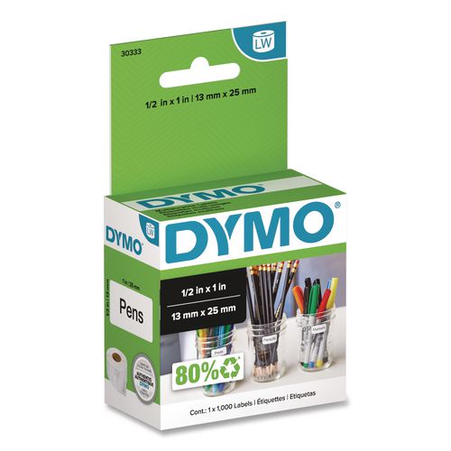 DYMO LabelWriter Multipurpose Labels, 0.5" x 1", White, 1000 Labels/Roll
