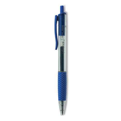 Universal Comfort Grip Gel Pen, Retractable, Medium 0.7 mm, Blue Ink, Clear/Blue Barrel, Dozen