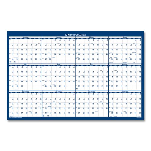AbilityOne 7510016956116, SKILCRAFT Two-Sided Dry Erase Wall Calendar, 24 x 37, White/Blue Sheets, 12-Month (Jan to Dec): 2026