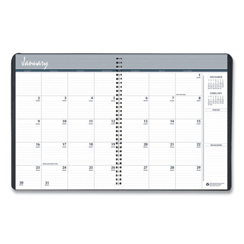 AbilityOne 7510016828096, SKILCRAFT Monthly Appointment Planner, 8.75 x 6.88, Black Cover, 14-Month: Dec 2025 to Jan 2027