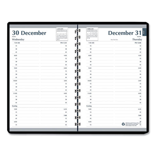 AbilityOne 7530016935599, SKILCRAFT Daily Appointment Planner, 8 x 5, Black Cover, 12-Month (Jan to Dec): 2026