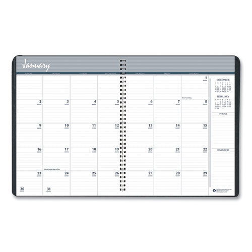 AbilityOne 7530016935567, SKILCRAFT Monthly Appointment Planner, 11 x 8.5, Black Cover, 14-Month: Dec 2025 to Jan 2027
