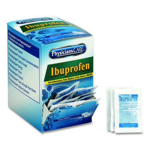 PhysiciansCare Ibuprofen Pain Reliever Tablets, Two-Pack, 125 Packs/Box