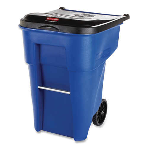 Rubbermaid Commercial Square Brute Rollout Container, 50 gal, Molded Plastic, Blue