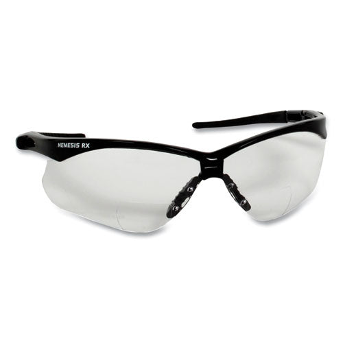 KleenGuard Nemesis Readers Safety Glasses, 3.0+ Diopter, Black Half Frame, Clear Dual Lens, 6/Box