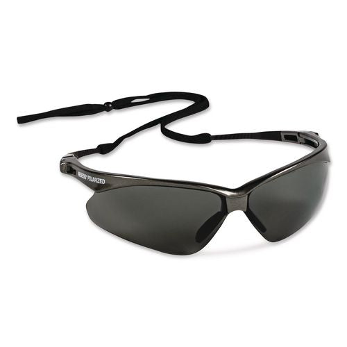 KleenGuard Nemesis Safety Glasses, Gunmetal Half Frame, Smoke Dual Lens, 12/Box