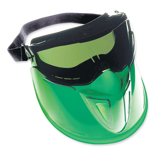 KleenGuard V90 Shield Safety Goggles with Face Shield, OTG, Green Shade 3 VLT Anti-Fog Lens, Black Frame, 6/Box
